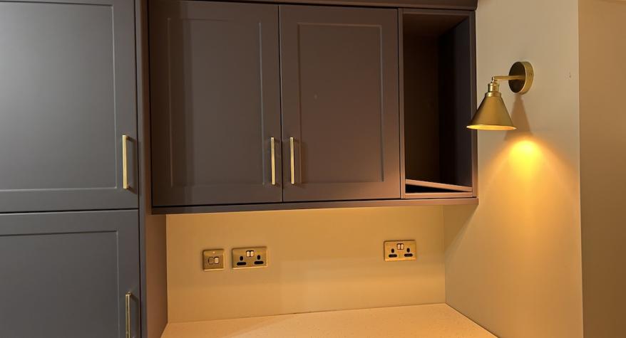 Kitchen brass socket installation by DAY Electrical in Nottingham